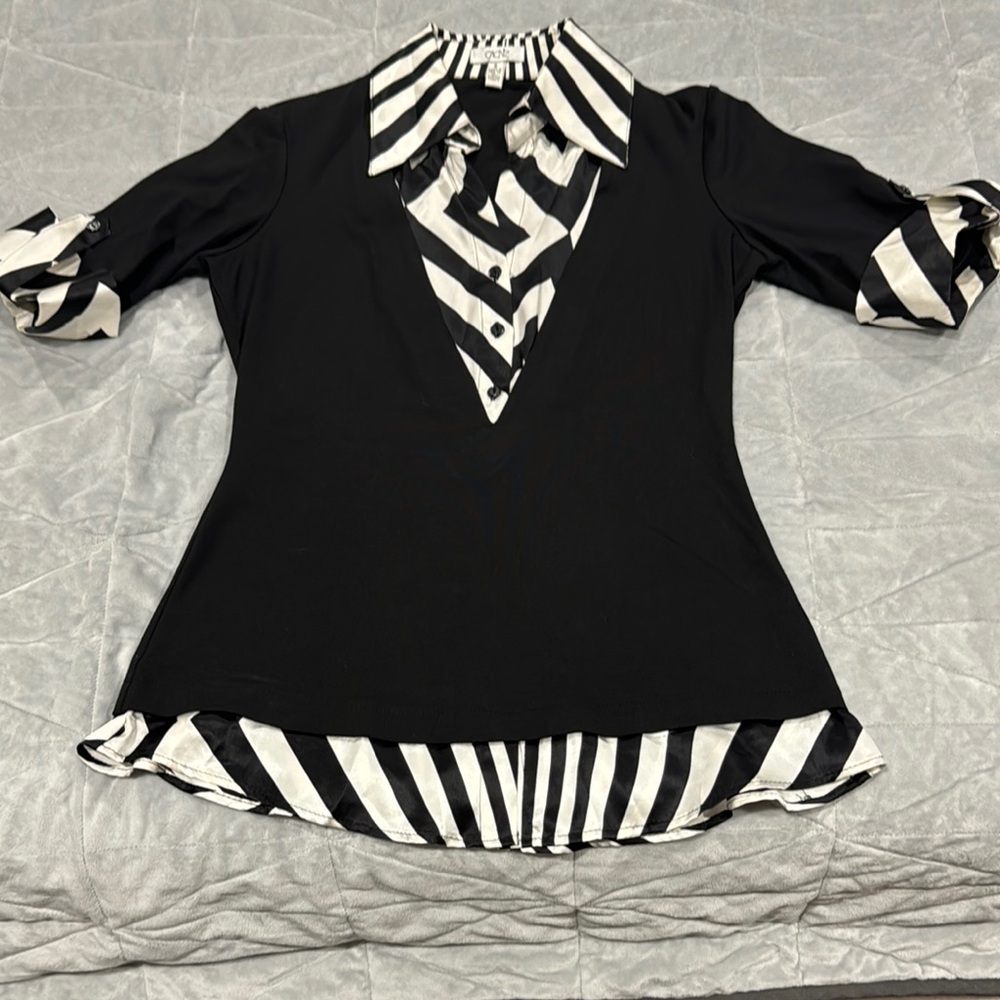Cache Black and White Striped Women's Top size s